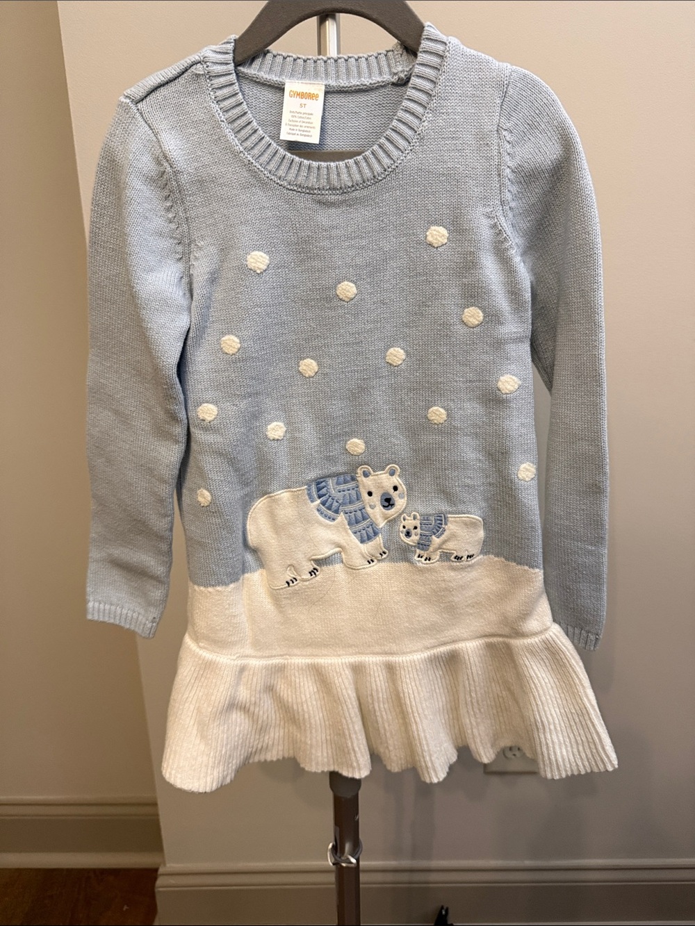 Gymboree Light Blue and White Polar Bear Knit Dress